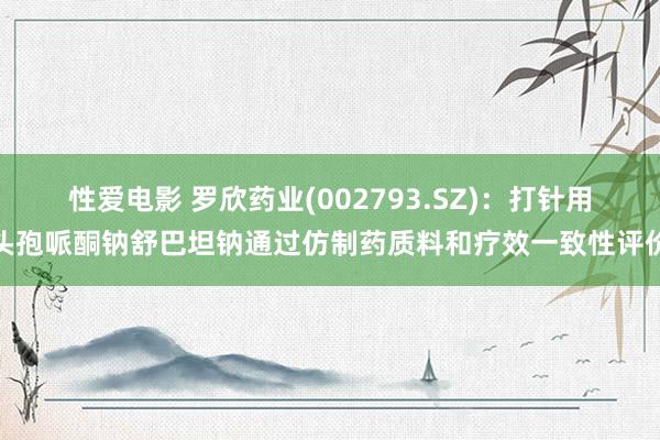 性爱电影 罗欣药业(002793.SZ)：打针用头孢哌酮钠舒巴坦钠通过仿制药质料和疗效一致性评价