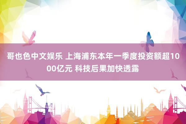 哥也色中文娱乐 上海浦东本年一季度投资额超1000亿元 科技后果加快透露