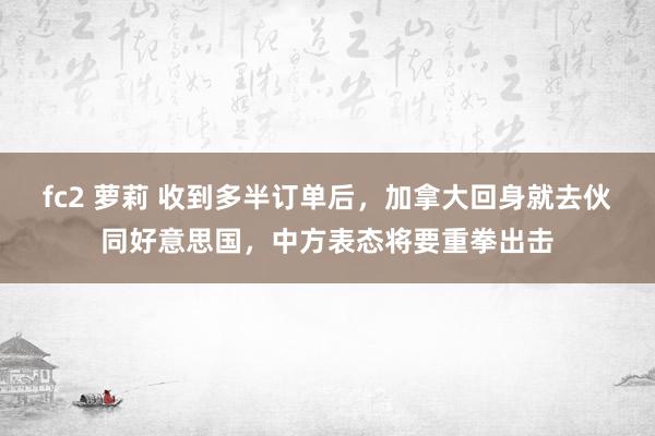 fc2 萝莉 收到多半订单后，加拿大回身就去伙同好意思国，中方表态将要重拳出击